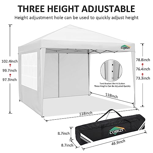 COBIZI 10x10 Pop Up Canopy Tent with 4 Sidewalls Party Tents for Parties Weddings Backyard Waterproof Commercial Instant O...