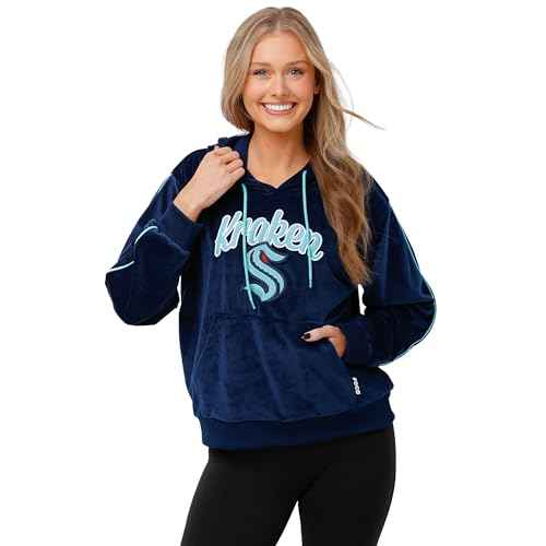 FOCO Women's NHL Team Logo Fashion Velour Hooded Sweatshirt