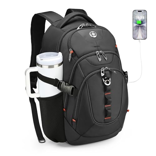 Swissdigital Design Laptop Backpack with USB Charging Port, Travel Backpack Fits 15.6 inches Computer, 31L College School ...