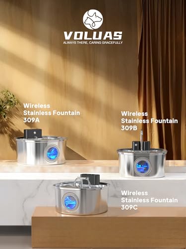 Voluas Replacement Cat Water Fountain Filters, 6 Filters and 6 Pre-Filter Sponges for 108oz/3.2L Stainless Steel Pet Water...