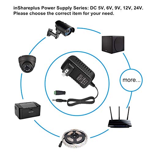 inShareplus 12V Power Supply, 12 Voltage 2A 24W Switching Power Supply, Drive, Power Adapter, AC 110V to 12 Volt Power Sup...