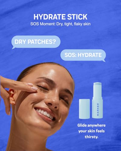 MARKER Hydrate Stick, Hyaluronic Acid Serum Stick for Dry Skin, Plumpness & Smooth Texture, with Squalane, 0.3 oz (10 g), ...