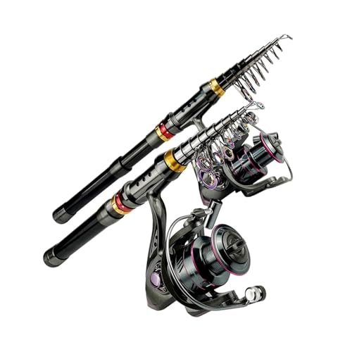 NIXWORTAL Fishing Rod 1.8M-3.6M Fishing Rod and 5.2:1 Spinning Fishing Reel Fishing Combo Portable Freshwater Fishing Kit ...