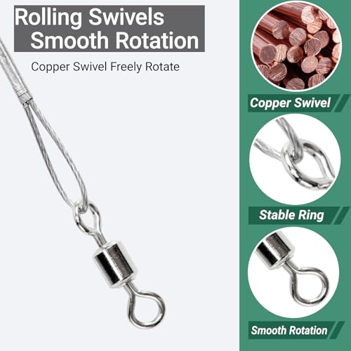 AMYSPORTS High Strength Fishing Leaders Steel Heavy Duty Fishing Leader Wire Line Stainless Wire Leaders Saltwater White N...