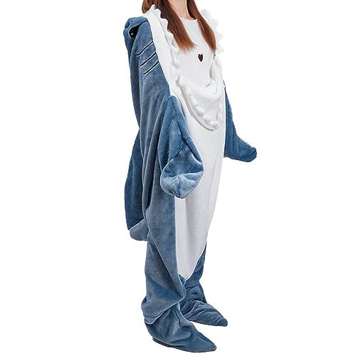 inkArts Shark Blanket Hoodie Onesie for Adult & Kid, Wearable Shark Sleeping Bag, Soft Cozy Onesie Costume