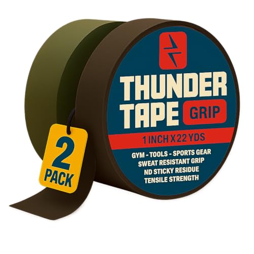 Thunder Tape Tactical Grip Tape – 2 Roll Camo Pack (Green & Brown) – Gun Grip Tape for Rifle, Firearm, Knife Handle, Magaz...