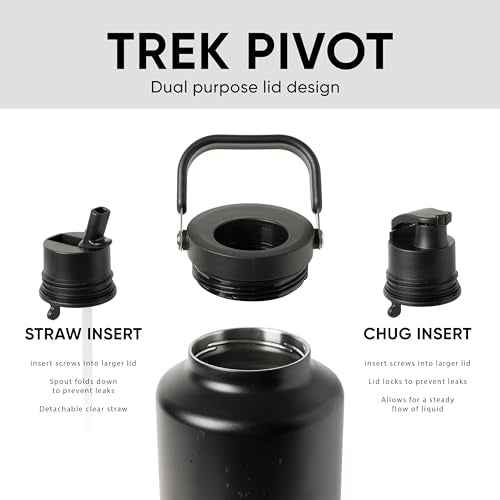 Simple Modern Trek Pivot | Gallon Water Bottle Jug with Handle & Boot | Interchangeable Straw & Chug Lids | Large Insulated Stainless Steel | Sports Camping Outdoors | 128oz, Almond Birch