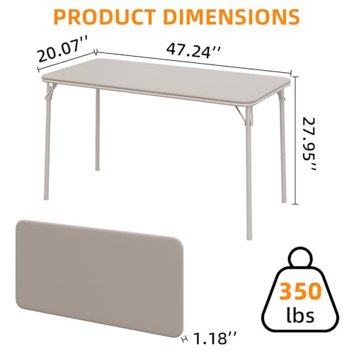 Garvee Portable Folding Table and Chairs Set with Metal Legs and Thicken Padded Cushion, No Assembly Required, for Events,...