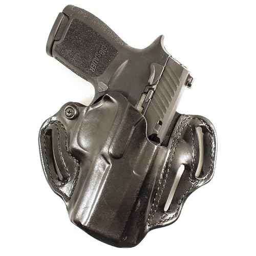 DeSantis Speed Scabbard Holster - OWB Holster, Leather Pistol Holster, Compatible with SIG P320 & P250 COMPACT/CARRY, with or without ROMEO1 Reflex Sight - SIG P320 XCOMPACT - Right Hand Draw, Black