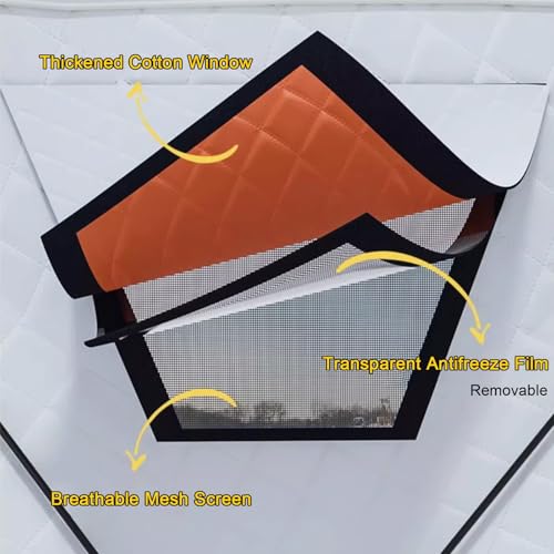 Ice Fishing Shelter with Stove Jack and Insulated Floor, Portable Hexagon Ice Tent 420D for Winter Fishing Adventures