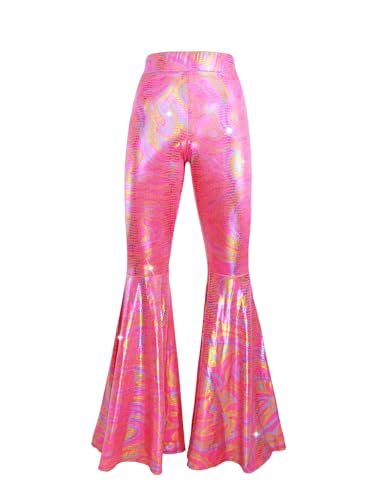Nawgut Womens Sequin Flare Pant Sparkly High Waisted Leg Bell Bottom Glitter Trousers Night Out Clubwear
