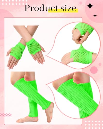 Maiteenly 80s Accessories for Women Lace Headband Earrings Fishnet Gloves Necklace Sunglasses Leg Warmers for 80s Retro Party