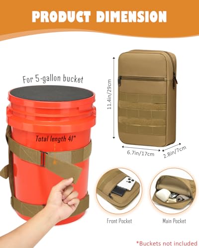 Backpack for 5 Gallon Buckets - Universal Bucket Organizer with Pocket for Hunting, Fishing, Apple Picking, Baseball & Ice...