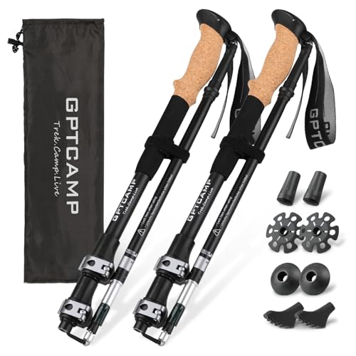 GPTCAMP Walking Sticks,Trekking Poles Collapsible Hiking Poles,Lightweight Folding Travel Walking Pole for Men Women,2pc A...