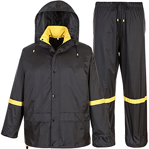 Classic Rain Suits for Men Breathable Rain Gear for Waterproof work, Hooded Coats Jacket and Pants