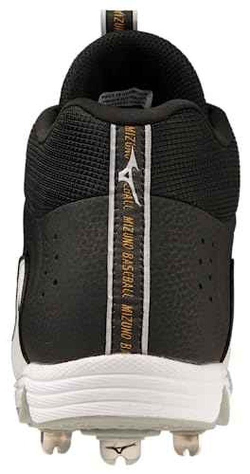 Mizuno Men's 9-Spike Ambition 3 MID Baseball Cleats, Black-White, 13