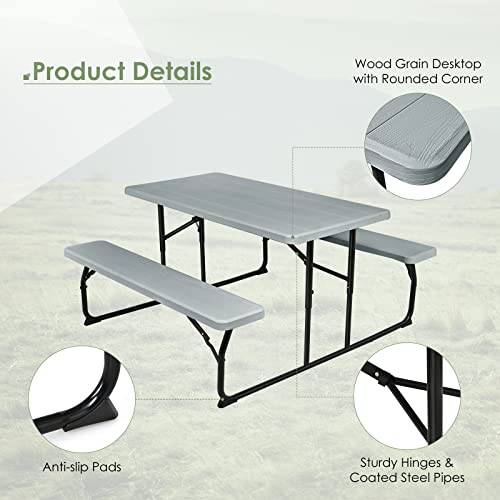 Giantex Folding Picnic Table Bench Set, Outdoor Dining Table Set, Large Camping Table for Patio Lawn Garden Poolside, Port...