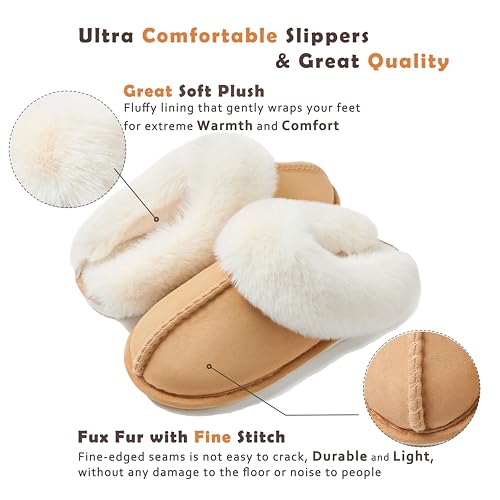 Donpapa Womens Slipper with Memory Foam Fluffy Soft Warm Slip On House Slippers Anti-Skid Cozy Plush for Indoor Outdoor