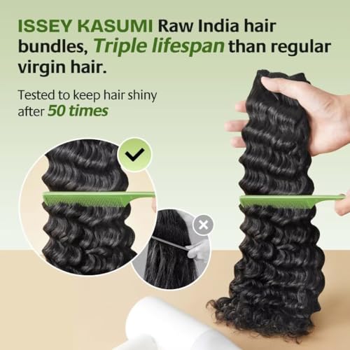 Raw Indian Human Hair Single Bundle, Triple Lifespan, Deep Wave, 18 Inch, Black, Curly, Thick, Fine, Hair Extension