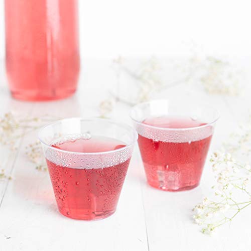PLASTICPRO 9 oz Disposable Plastic Party Cups,Old fashioned Designed Tumblers, 100 Count, Crystal Clear