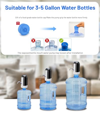 Myvision Water Dispenser for 5 Gallon Bottle, Portable USB Charging Electric Water Pump, Drinking Water Jug Pump for Home,...