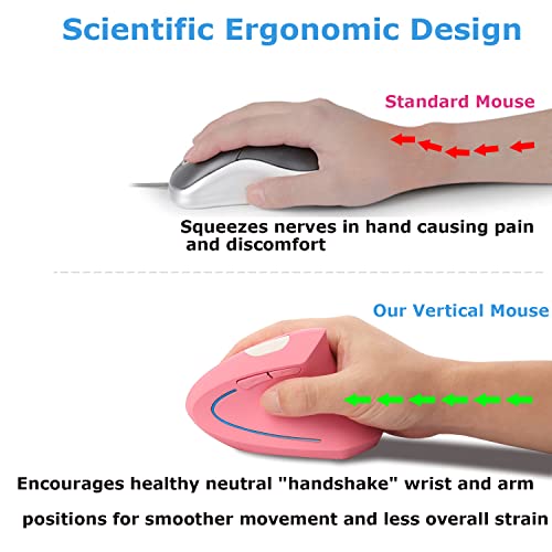 Wireless Mouse Ergonomic Vertical Ergo High Presion Optical Lightweight Cordless LED Light Large Cute Wireless Mouse for L...