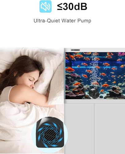 Fountain Pump, 220GPH Submersible Water Pump Outdoor, Ultra Quiet Water Fountain Pump for Pond Waterfall, Fish Tank, Aquar...
