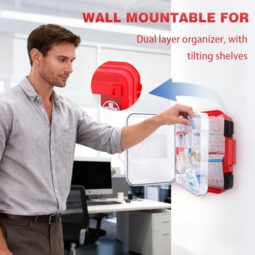 TLIEAO 400 Pieces All-Purpose First Aid Kit - Organized Dual-Layer Wall - Professional Medical Kit for Home, Car, Camping,...
