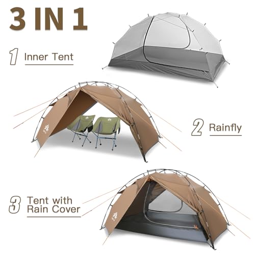 Night Cat Backpacking Tents 2 Persons Fast Setup Hiking Camp Tent with Foldable Pole Double Layers Two Doors Waterproof Li...