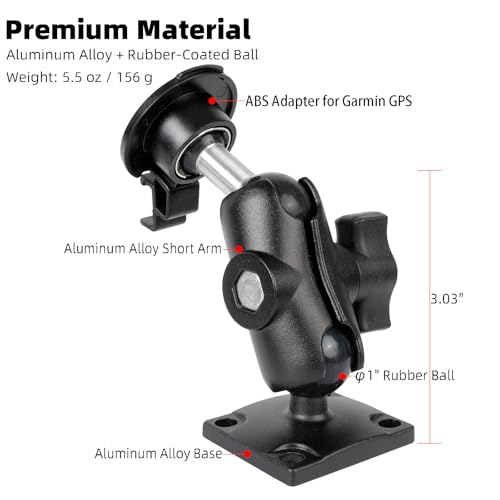 Aluminum Heavy-Duty GPS Mount with AMPS Square Plate Base for Garmin, Replacement for Suction Cup Windshield Mount, Compat...