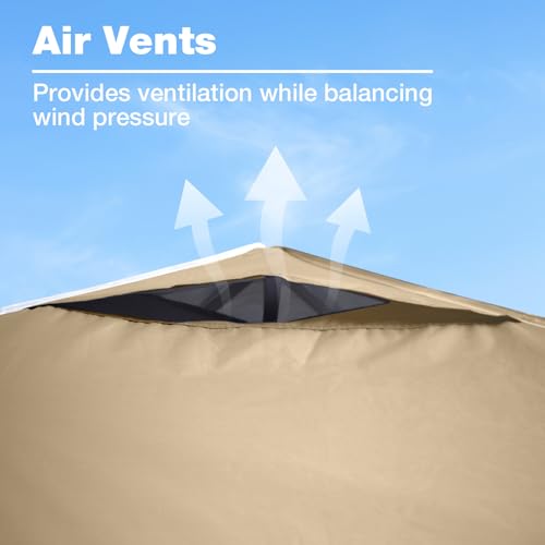 10x10 Canopy Replacement Top Cover with Air Vents for ez up Pop up Canopy Gazebo Tent with Adjustable Straps, Waterproof &...