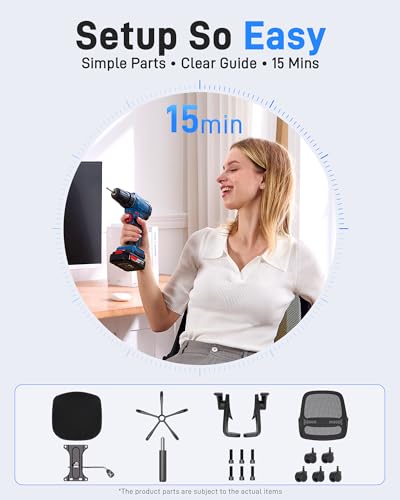 Ergonomic Mesh Office Chair for Home Office, Flip-Up Arms, Breathable Mesh Back & Thick Seat Cushion, Swivel Rolling Compu...