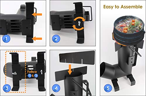Camping Rocket Stove by StarBlue with FREE Carrying Bag - A Portable Wood Burning Camping Stove with Large Chamber Best fo...