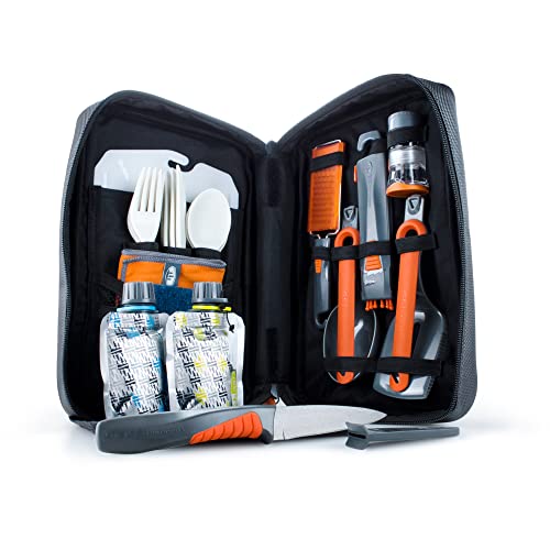 GSI Outdoors Destination Kitchen Set 24?Piece, Full Camp Kitchen Kit, Cutlery for Persons, Pivot Tools, Spice Shakers & Carry Travel Case