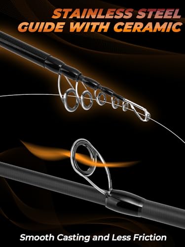 Jenseits Telescopic Fishing Rod with Extended 10-Inch Long Handle Grip - 7ft 24T Carbon Fiber Portable Travel Pole, Medium...
