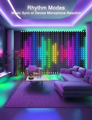 Weecrestar Smart Curtain Lights - 6.56 x 6.56ft American Flag Lights Outdoor App Controlled with Color Changing Optimum LE...