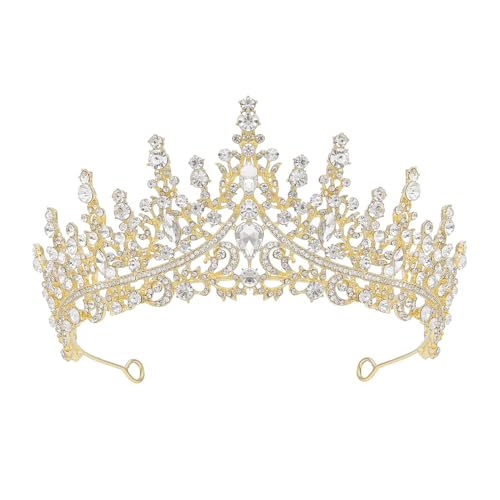 SWEETV Crystal Wedding Tiara for Women, Royal Queen Crown Headband, Rhinestone Princess Hair Accessories for Prom Birthday