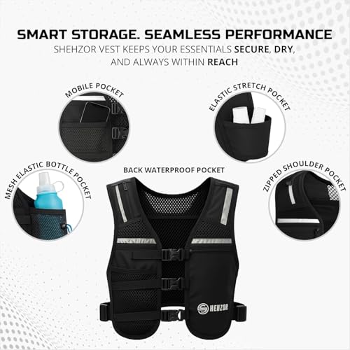 Shehzor Adjustable Weighted Vest Women and Men, Running Belt with Water Bottle, Chest Rig & Running Vest, Marathon Backpac...