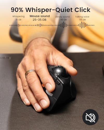 ProtoArc Vertical Wireless Trackball Mouse, EM05 NL Bluetooth Ergonomic Rollerball Mouse Rechargeable Computer Laptop Thum...