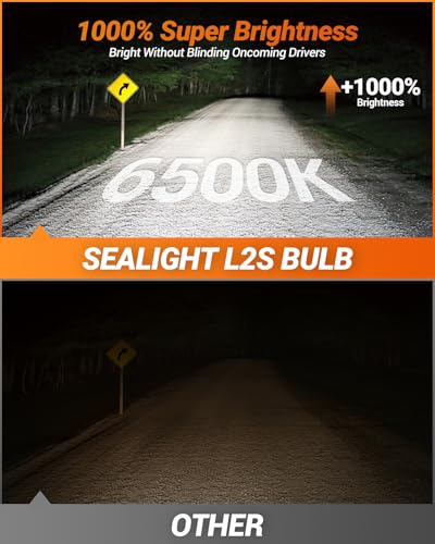 SEALIGHT 9004/HB1 LED Bulbs Hi/Low Beam, 50000LM 900% Super Brighter, 1:1 Halogen Size, 6500K Cool White, 60000Hrs Long Se...