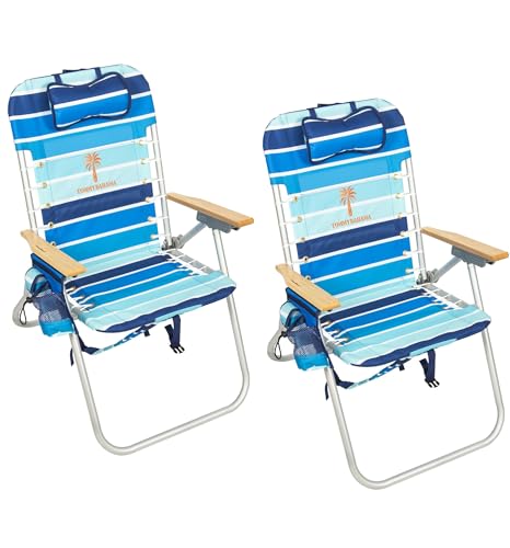 Tommy Bahama Hi-Boy 17" Seat Height 4-Position Lace-Up Suspension Folding Beach Backpack Chair