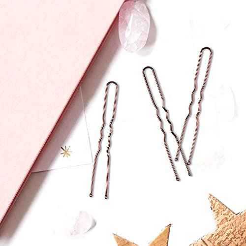 U Shaped Hair Pins, IKOCO 2.4inch Hair Pins for Women with Storage Box, Brown