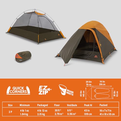 Kelty Grand Mesa 2P or 4P Backpacking Tent – 3 Season Camping, Thru Hiking Shelter, Aluminum Pole Frame, Single Door + Ves...