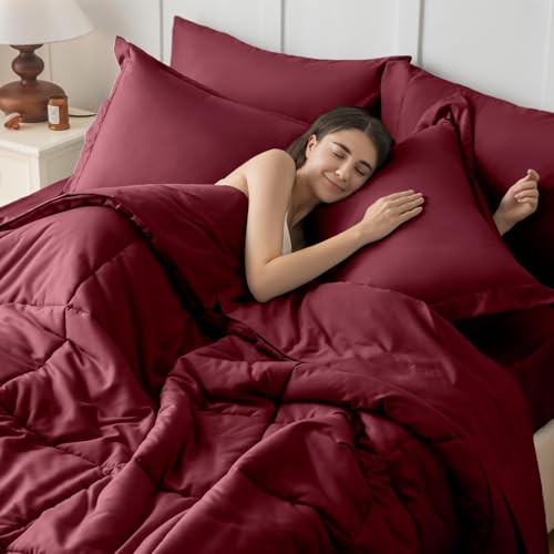 JOLLYVOGUE Queen Comforter Set, Ultra-Soft Bed in a Bag Queen Size 7 Pieces, Oeko-TEX Certified Bedding Set with Down Alte...