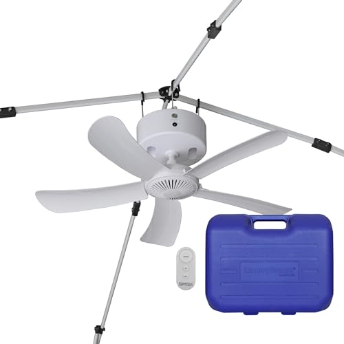 Canopy Breeze CB305 Large 31" Rechargeable Ceiling Fan for Canopies, Gazebos, Pergolas, Workshops & More. 6-Hour Run Time,...