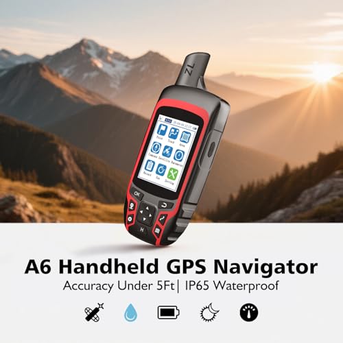 NiesahYan A6 Handheld GPS for Hiking, Rugged Waterproof GPS Navigator with 20 Hrs of Battery Life, 2 Navigation Mode, 2.4"...