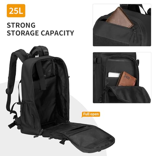 HUNTVP Tactical Backpack Military MOLLE Backpack Hunting Rucksack Gear Assault Pack 25L WR（Black）
