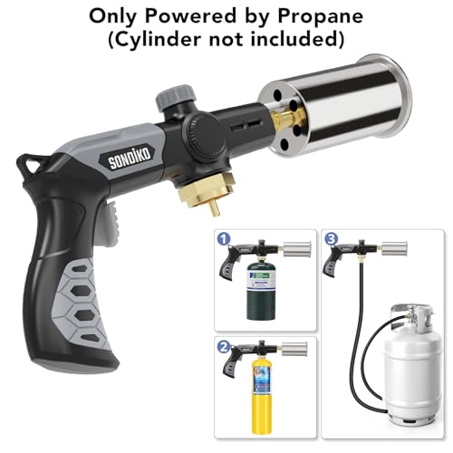 Sondiko Powerful Grill & Cooking Propane Torch L8010, Sous Vide, Campfire Starter, Adjustable Wood Torch Burner for Searin...