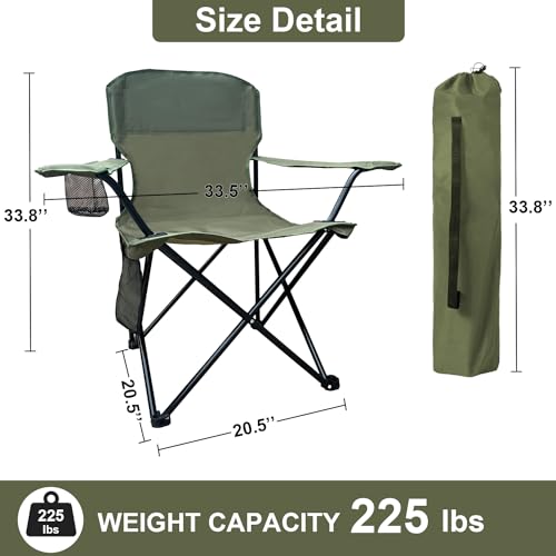 SAILARY Folding Camping Collapsible Chairs Heavy Duty Lawn Chair with Cooler Bag, Storage Pocket, Waterproof Bag Outdoor A...