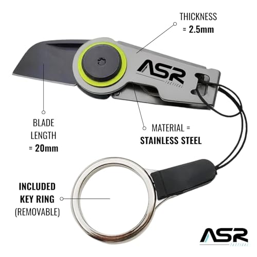 ASR Tactical Micro Zipper Folding Pocket Knife EDC Escape Survival Tool, Titanium Grey